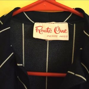 Vintage striped dress with bow collar